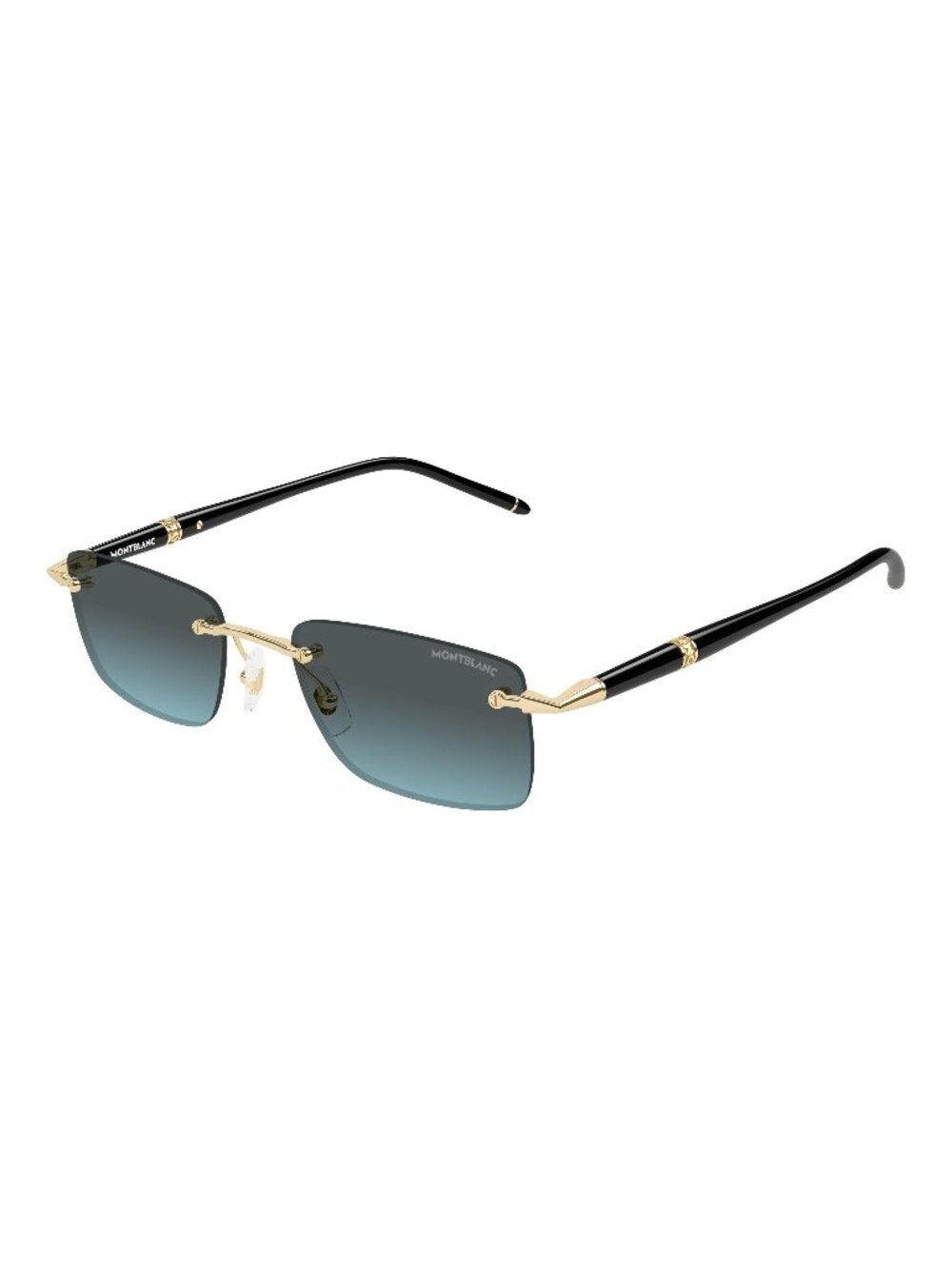 New Montblanc Men's Sunglasses Gold Blue Lens Metal Frame MB0344S 010 54